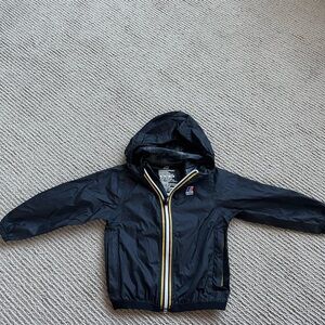 K-Way Black Raincoat with Hood and Long Sleeves